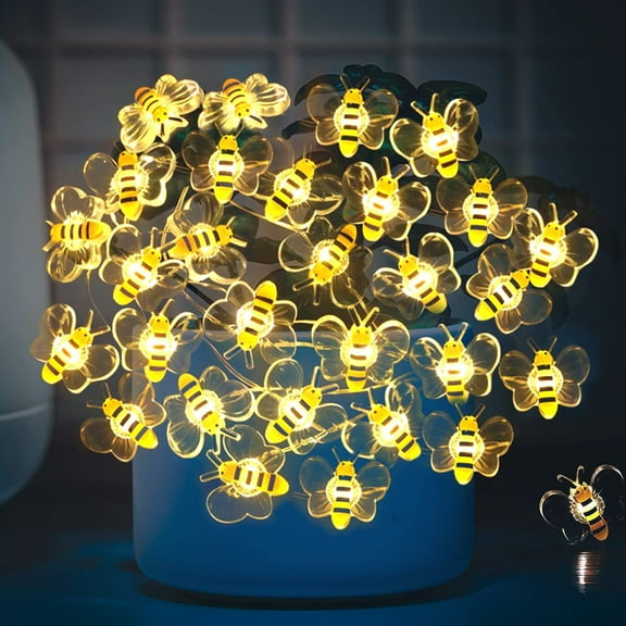 MAMOWEAR Bee String Lights 10ft String Light with 30pcs Honeybee Shaped Led Bulb Battery Operated Fairy Lights for DIY Indoor Bedroom Party Wedding Patio Christmas