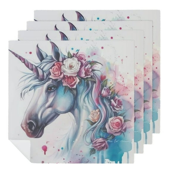 PHYHOO Colorful Rose Dinner Napkins Soft Cloth Napkins Printed Table Napkins for Parties Weddings Event 2 PCS