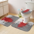 thumbnail image 4 of Abstract Art Bathroom Rugs Set Red Grey Wall Mottled Texture Minimalist Modern Non Slip Absorbent Soft Bath Mats 3 Piece Set with Bathroom Rug, U-Shaped Floor Mat, Toilet Seat Cover Small Size, 4 of 9