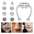 thumbnail image 1 of ziyahi Faux Anneau de Nez Magnétique Non Percé Style Punk Cadeaux de Mode pour Hommes Femmes Argent, 1 of 9