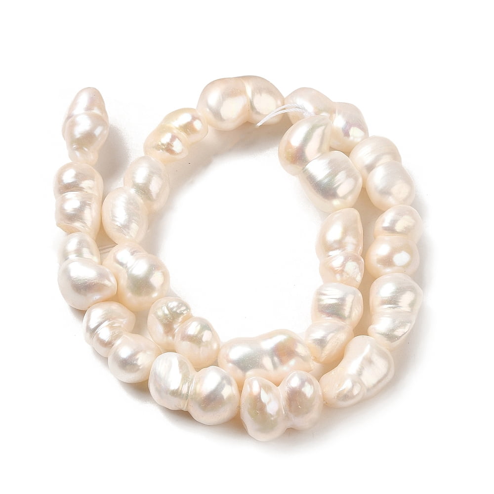 Natural Cultured Freshwater Pearl Beads Strands Peanut Old Lace 8.5~22x10~18x8~10mm Hole: 1mm 21pcs/strand 14.69~14.80''(37.3~37.6cm)