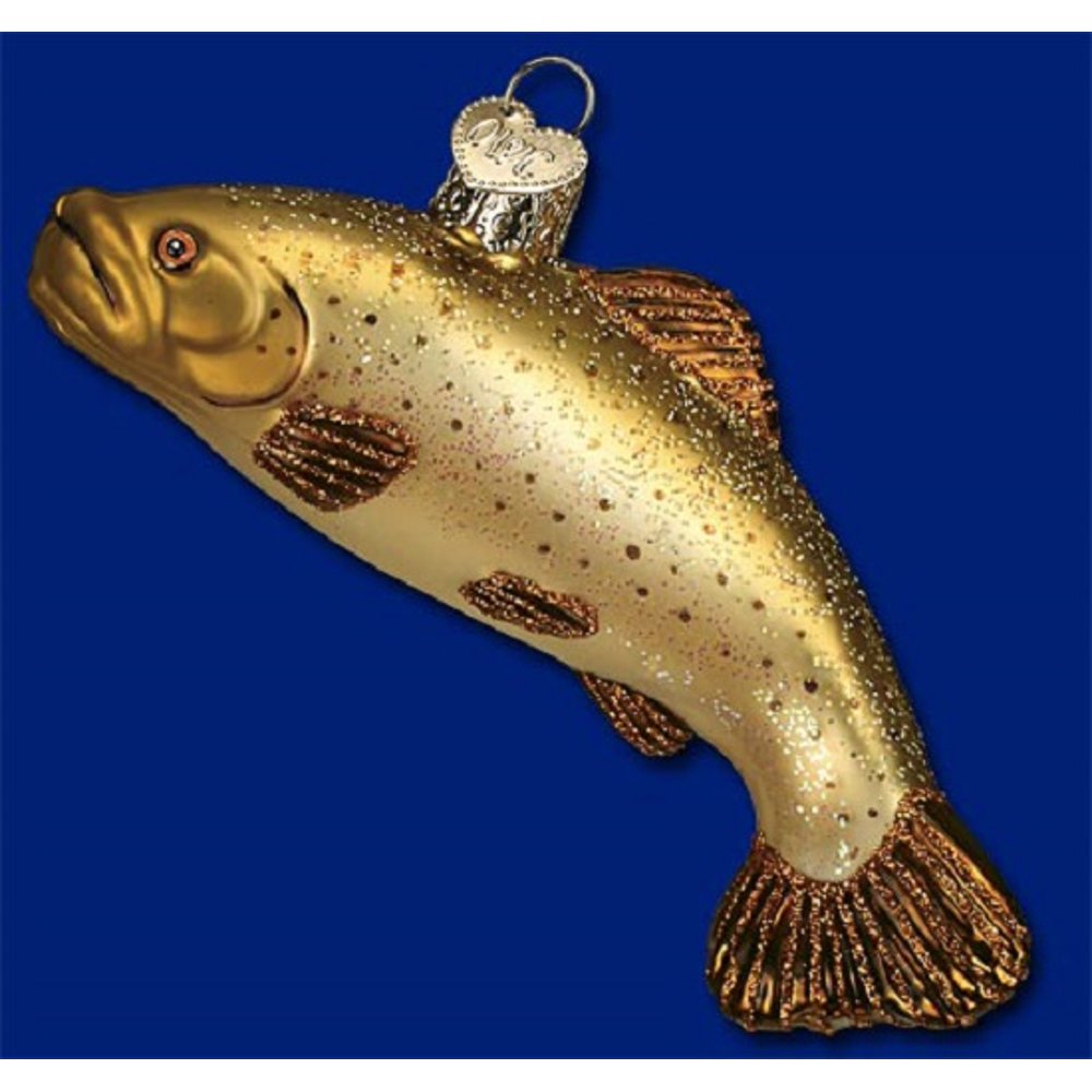 Brown Trout Blown Glass Old World Christmas Ornament Decoration 12392 FREE BOX