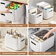 thumbnail image 4 of Paquete de 6 contenedores de almacenamiento blancos con tapas, contenedores de almacenamiento apilables para organizar, cajas de almacenamiento con asa para estantes, contenedores de almacenamiento, 4 of 8