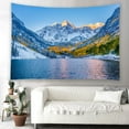 thumbnail image 4 of Yisure Snow Mountain Lake Winter Tapestry Nature Scenery Wall Hanging for Home 90x60inch, 4 of 5
