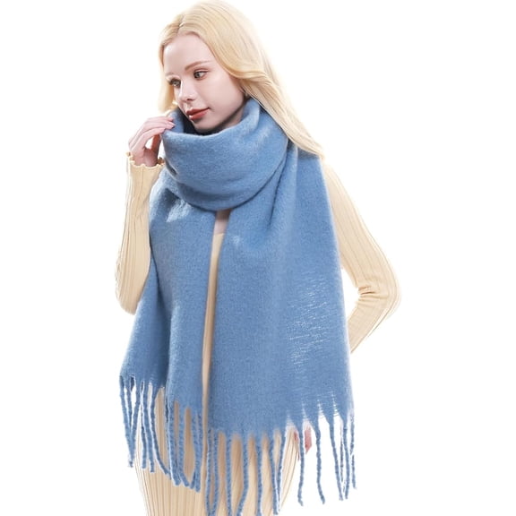 Chunky Scarf for Women Winter Warm Thick Scarves Oversized Blanket Scarf Sky Blue