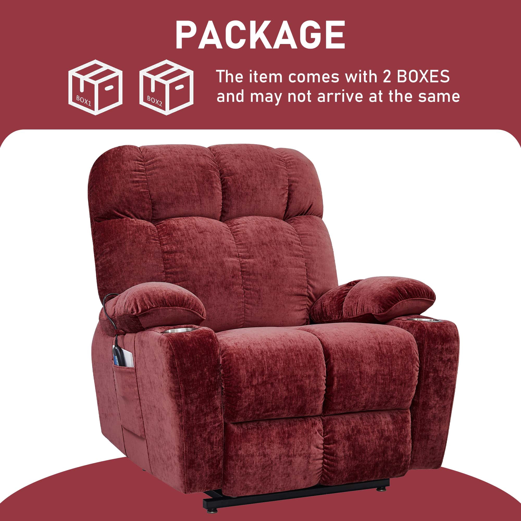 Momspeace Power Lift Recliner Chair Recliners for Elderly with Heat and Massage Recliner Chair for Living Room - Red