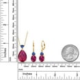 thumbnail image 2 of Gem Stone King 18K Yellow Gold Plated Silver Red Created Ruby and Blue Created Sapphire Pendant Earrings Jewelry Set for Women (20.62 Cttw, Pear Shape 18X13MM, with 18 inch Chain), 2 of 3