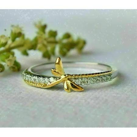 14k Two Tone Gold Plated 1.00Ct Round Cut Lab Created Diamond Engagement Ring