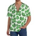 thumbnail image 1 of Balery Green Leaves Camisa Casual de Manga Corta con Botones para Hombre, Texturizada, Estilo Cubano, para Playa, Verano-Medium, 1 of 5