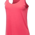 thumbnail image 4 of A2Y Women's Basic Solid Loose Fit Flowy Scoop Neck Racer Back Tank Top Coral M, 4 of 5