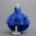 thumbnail image 4 of Girl Rose Ruffle Tutu Gown Flower Girl‘s Sleeveless Lace Princess Dresses with Long Hem Party Ball Tulle Pageant Gowns for Wedding, Birthday, Christmas - 5-12T, 4 of 5