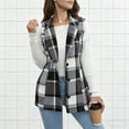 thumbnail image 2 of QQAMB Plaid Vest for Women Lapel Button Down Sleeveless Shacket Fall Winter Warm Long Jacket Outerwear Outwear Coat Dark Gray XL, 2 of 6