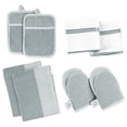 thumbnail image 1 of Casa Platino Juego de Cocina, Paquete de 8, Juego de Toallas y Almohadillas para Ollas con Manoplas para Horno, Lindo Juego de Inicio de Cocina, Manoplas Cortas para Horno y Juegos de Toallas y Paños de Cocina - Gris, 1 of 8