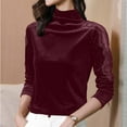 thumbnail image 5 of QATAINLAV Sparkly Velvet Tops for Women Turtleneck Long Sleeve Velour Shirts Solid Elegant Glitter Blouses Fall Fashion Clothes, Red, XXL, 5 of 10
