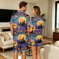 thumbnail image 6 of Mens Allover Halloween Graphic Sleepwear Set Turn Down Collar Pocket Front Shirt And Loose Lounge Shorts, 6 of 7