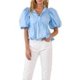 thumbnail image 1 of SUNSIOM Femmes Manches Blouses d'Automne Manches Courtes Peplum Tops Flipp V Cou Chemises Amples Printemps, 1 of 6