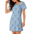 thumbnail image 2 of Balery Cute Cartoon Corgi Camisón de manga corta con cuello redondo para mujer, cómodo y elegante., 2 of 6