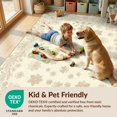 thumbnail image 4 of Design&I 8'x10' Washable Area Rug Sleek Flatweave Pet Friendly Neutral Cream Field Scattered Blossoms Border Beige Pile for King Size Bedroom, Under Bed, 4 of 7