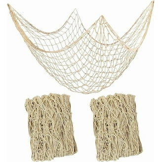 cotton fishing net material 4E's Novelty Fish Decorative - Pack of 3 - Natural Fishnet Decor - Each 14 x 4 feet Use it creatively as a tablecloth Decorative Fish Net Natural Off