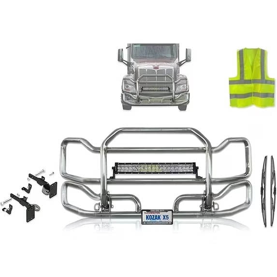 Compatible with 579 2013-2020 Front Grille Deer Moose Brush Bumper Guard Large Chrome