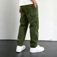 thumbnail image 5 of RUTAYY Boys Cargo Pants Utility Side Pockets Elastic Waist Solid Color Outdoor Activity Trousers, Army Green, 5 of 6