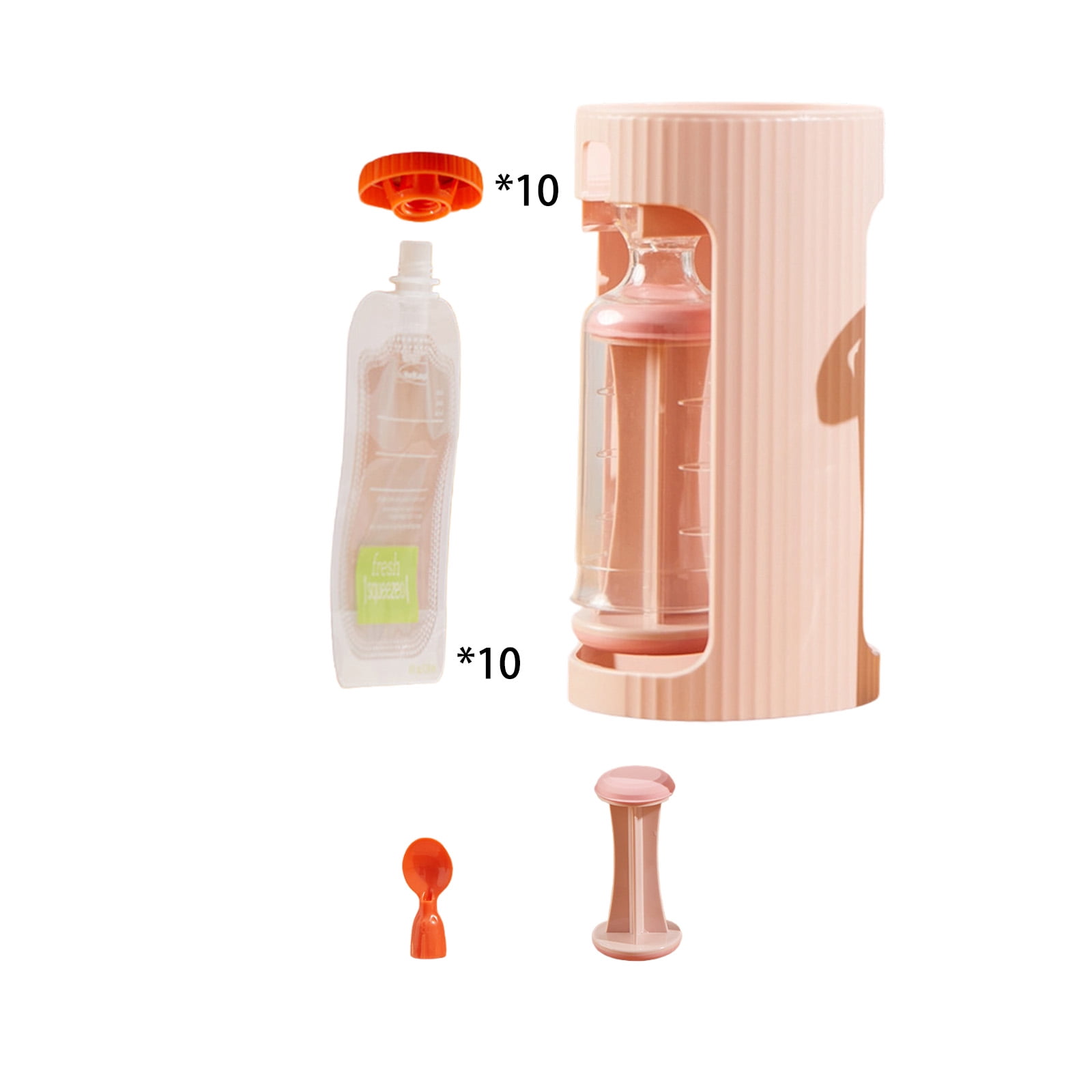 Baby Fruit Puree Maker With 118ml Storage Bags Grade Squeeze Feeder Manual Operate Easy Cleaning For Travel