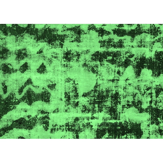 Ahgly Company Indoor Rectangle Abstract Emerald Green Modern Area Rugs, 8' x 10'