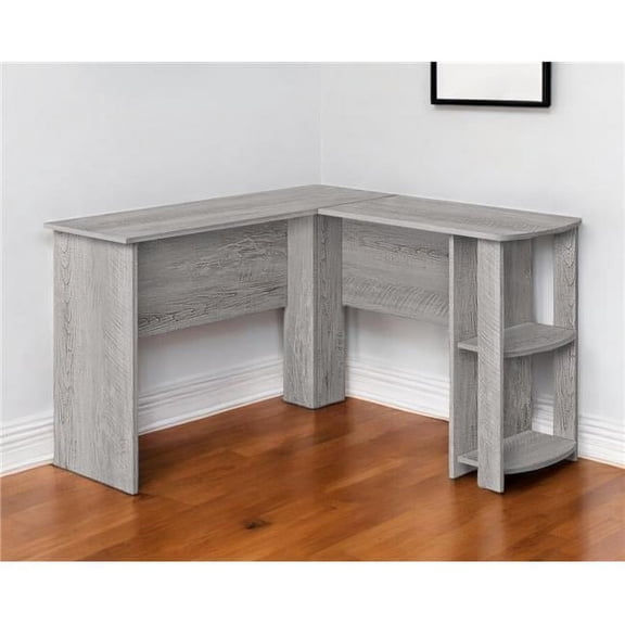 HomeRoots 489884 47 in. Gray Wood L Shape Computer Desk