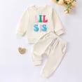 thumbnail image 2 of NIEWTR Baby and Toddler Matching Pajamas Girls Toddler Kids Long Sleeve Crewneck Top with Elastic Waistband Sweatpants Fall Winter Daily Loungewear Soft for 2T 3T(A-White,6-9 Months), 2 of 6