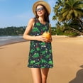 thumbnail image 3 of Balery Dino Christmas Party Vestidos de verano para mujer con estampado: vestido holgado sin mangas, vestido playero informal y cómodo para días calurosos., 3 of 7