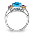 thumbnail image 2 of Sterling Silver Rhodium Light Swiss Blue, Amethyst & Citrine Ring, 2 of 6