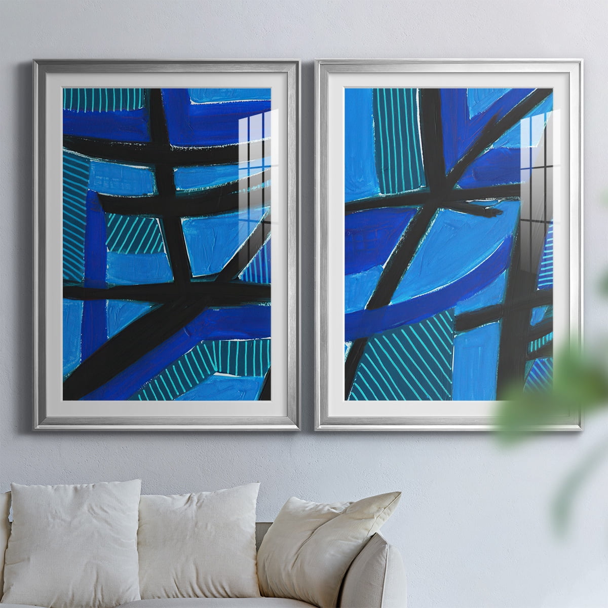 Wexford Home Involved Blues I Premium Framed Print, 26.5" x 36.5" - Ready to Hang, Silver (Set of 2)