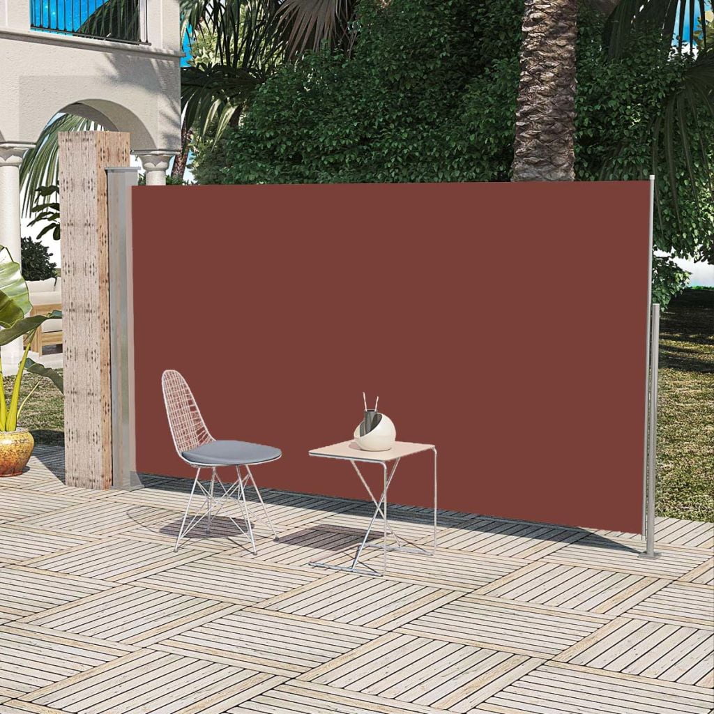 63"x118" Patio Retractable Side Awning, Outdoor Folding Privacy Divider Screen, Brown