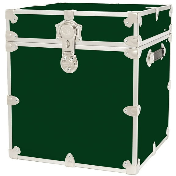 Rhino Trunk & Case Cube Leather Embossed Vinyl Trunk, College, Home & Storage 18"x18"x20" (Forest Green)