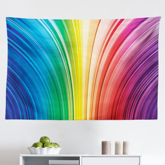 Colorful Tapestry, Trippy Art Style Music Notes Clef Rhythm Tempo Melody Harmony Print, Fabric Wall Hanging Decor for Bedroom Living Room Dorm, 2 Sizes, Multicolor White, by Ambesonne