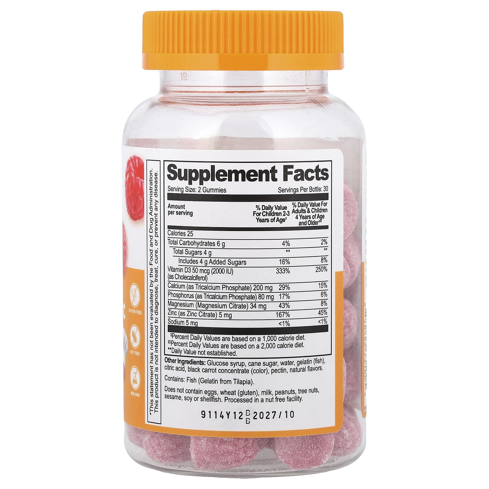 Lifeable Kids Calcium, Magnesium & Zinc + Vitamin D3 Gummies, Raspberry, 60 Gummies