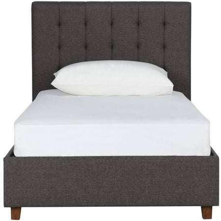 Full Slat Bedroom - DHP Emily Upholstered Linen Platform Bed with Wooden Slat Support, Tufted Headboard, Multiple Sizes and Colors