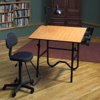 Alvin Creative Center Black Base Onyx Table with Drafting Chair Storage Tray and Lamp