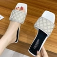 thumbnail image 3 of Juebong Sandals clearance Square Toe Women Flip Flops Crystal Jeweled Bling Sparkly Slippers Slip On Sandals Slides Casual Beach Shoes, 3 of 4