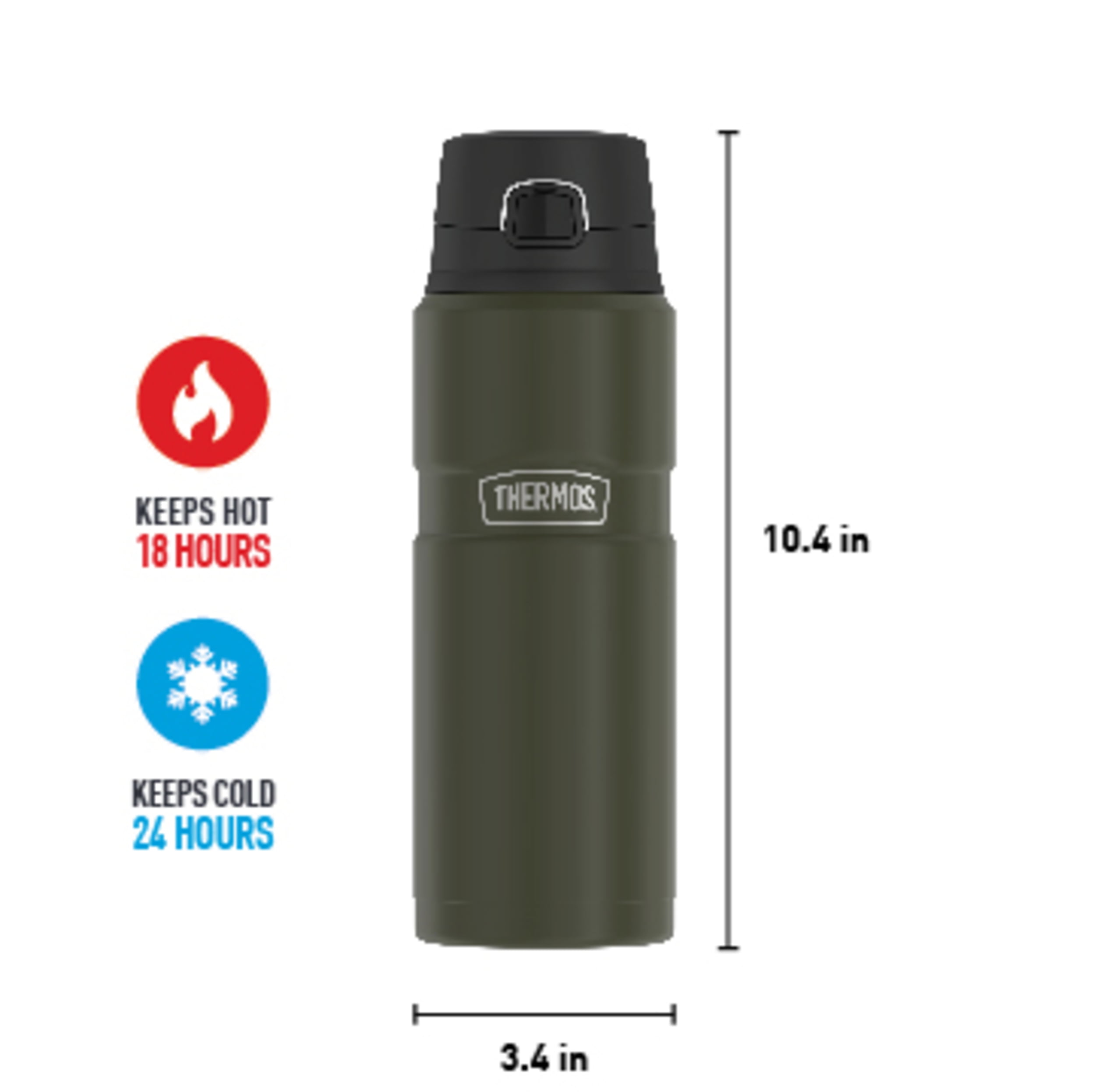 Thermos 24 oz Stainless Steel Hydration Bottle Matte Steel with Espresso  Black 