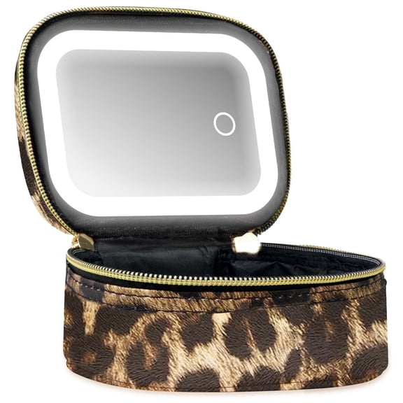 Small Makeup Bag with LED Mirror, Mini Travel Makeup Train Case, Portable Cosmetic Bag and Toiletry Organizer for Women