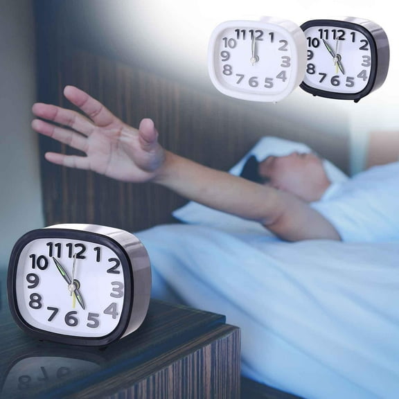 sruoe Alarm Clock, Digital Clock, Alarm Clock for Kids, Silent Study Alarm Clock, Modern Electric Alarm Clocks, Alarms Clock for Bedroom, White