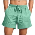 thumbnail image 2 of Men's Summer Beach Shorts Casual Drawstring Elastic Waist Shorts with Pockets Solid Color Daily Wear, Size S-4XL, 2 of 9