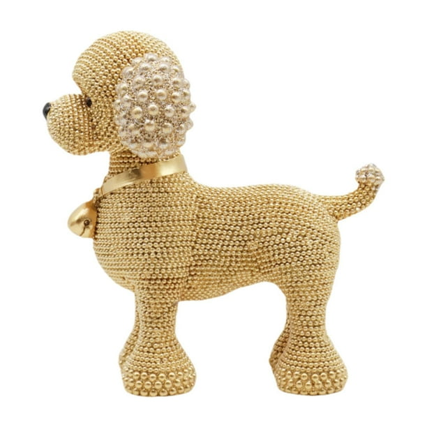 Estatua de resina de perro con cuentas, escultura de animal para comedor, decoración del hogar, figura de escritorio para Dorado