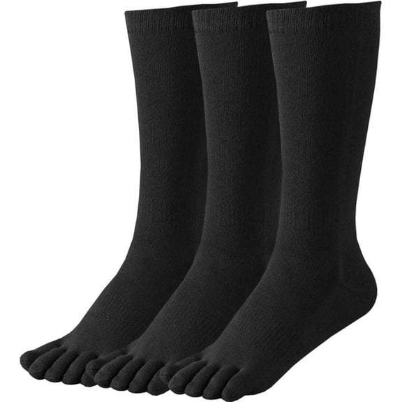 3 Pairs Women's Toe Socks Cotton Crew Athletic Running Five Finger Socks