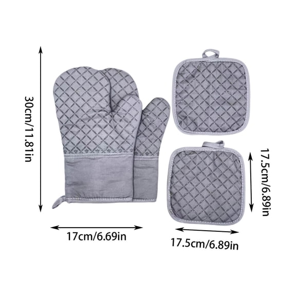 Oven Mitt Set 4-Piece Heat Resistant to 500 °F with Non-Slip Silicone Grip and Pot Holders