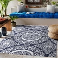 thumbnail image 3 of Nuu Garden 5' x 7' Outdoor Rug, Plastic Straw Foldable Area Rug Indoor Outdoor Carpet for Patio Decor Balcony Camping Picnic RV, Blue and White, 3 of 9