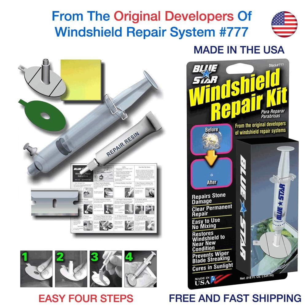 Blue Star Windshield Do It Yourself Windshield Repair Kit Resin, Glass