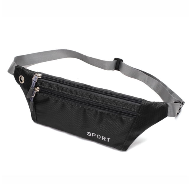 Riñonera deportiva para hombre, para deportes al aire libre, para correr, fitness, impermeable, para teléfono móvil, color negro