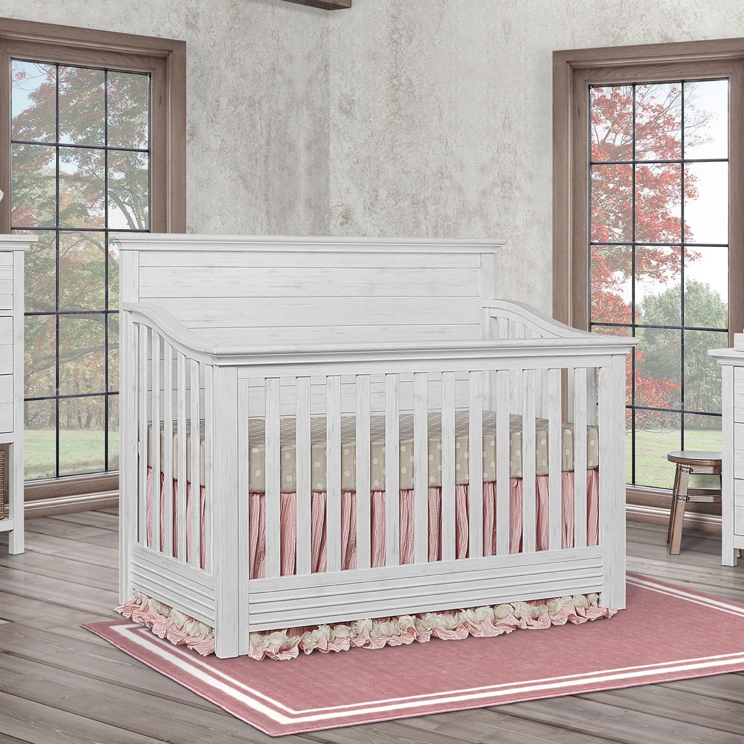 Evolur Waverly 5-in-1 Full Panel Convertible Crib, Weathered White